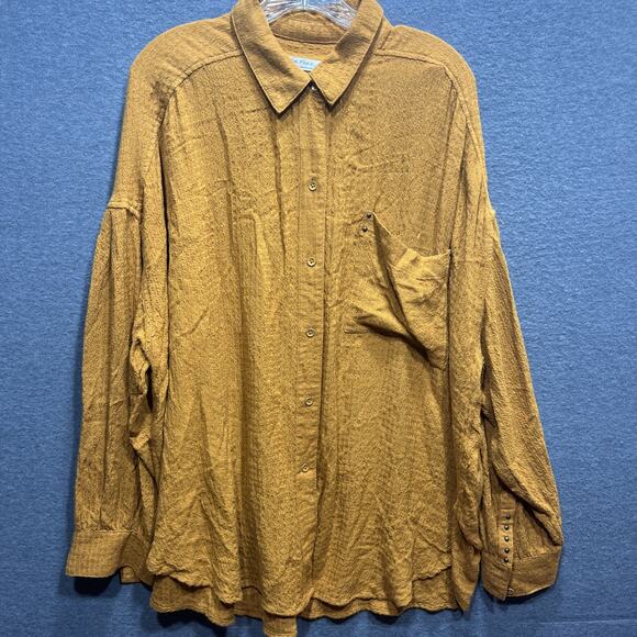 Free People We The Free Solid Hidden Valley Slouchy Oversized Button Down Size L - Picture 4 of 11
